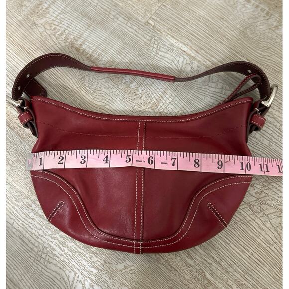 Coach Y2K 9541 Vintage Red Leather Small Mini Soho Hobo Shoulder Bag Retro - Picture 13 of 14